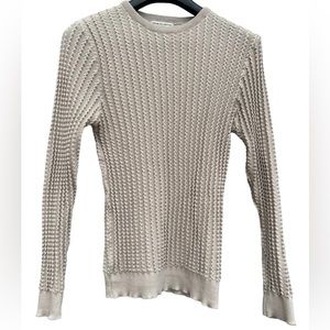 LCR Black Edition Men's Luxury European Crew Neck Ribbed Sweater Camel - Large